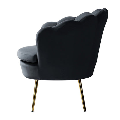 Velvet Floral Lounge Chair Black