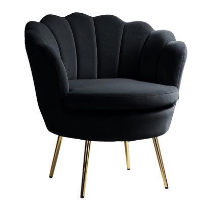 Velvet Floral Lounge Chair Black