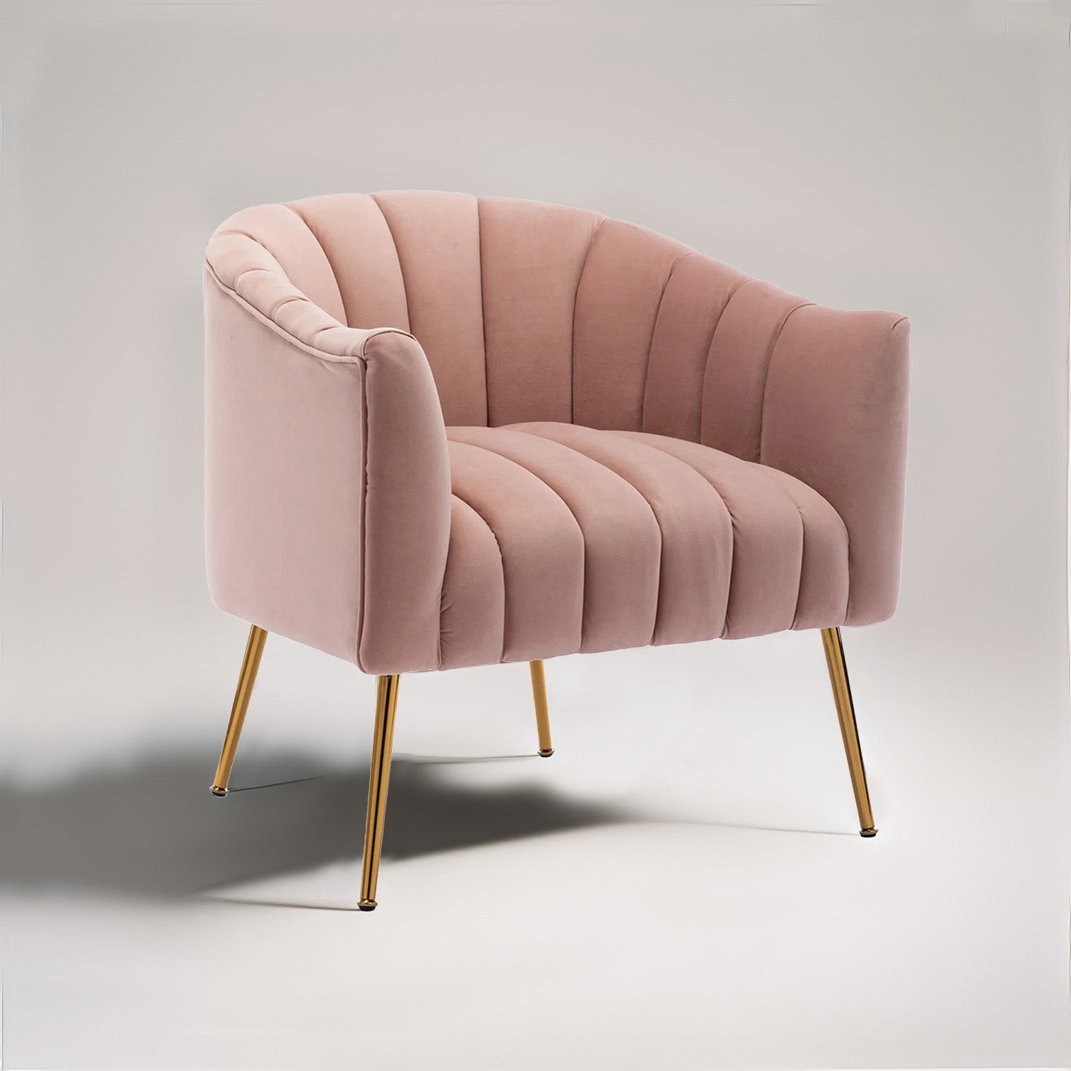 Velvet Stitch Lounge Chair Blush Pink