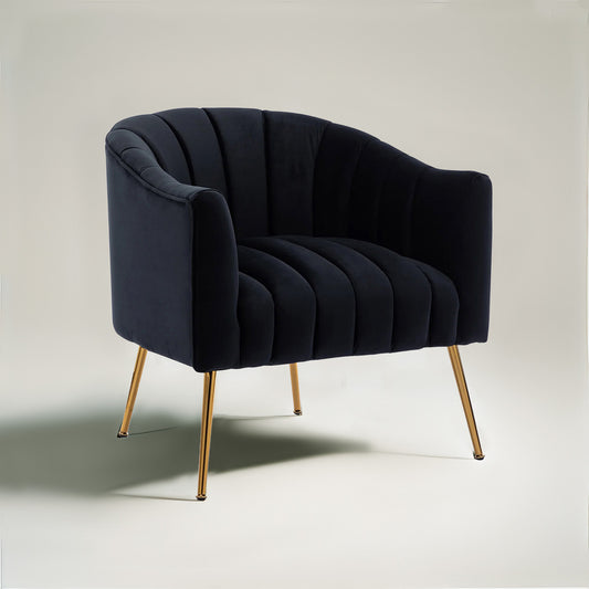 Velvet Stitch Lounge Chair Black