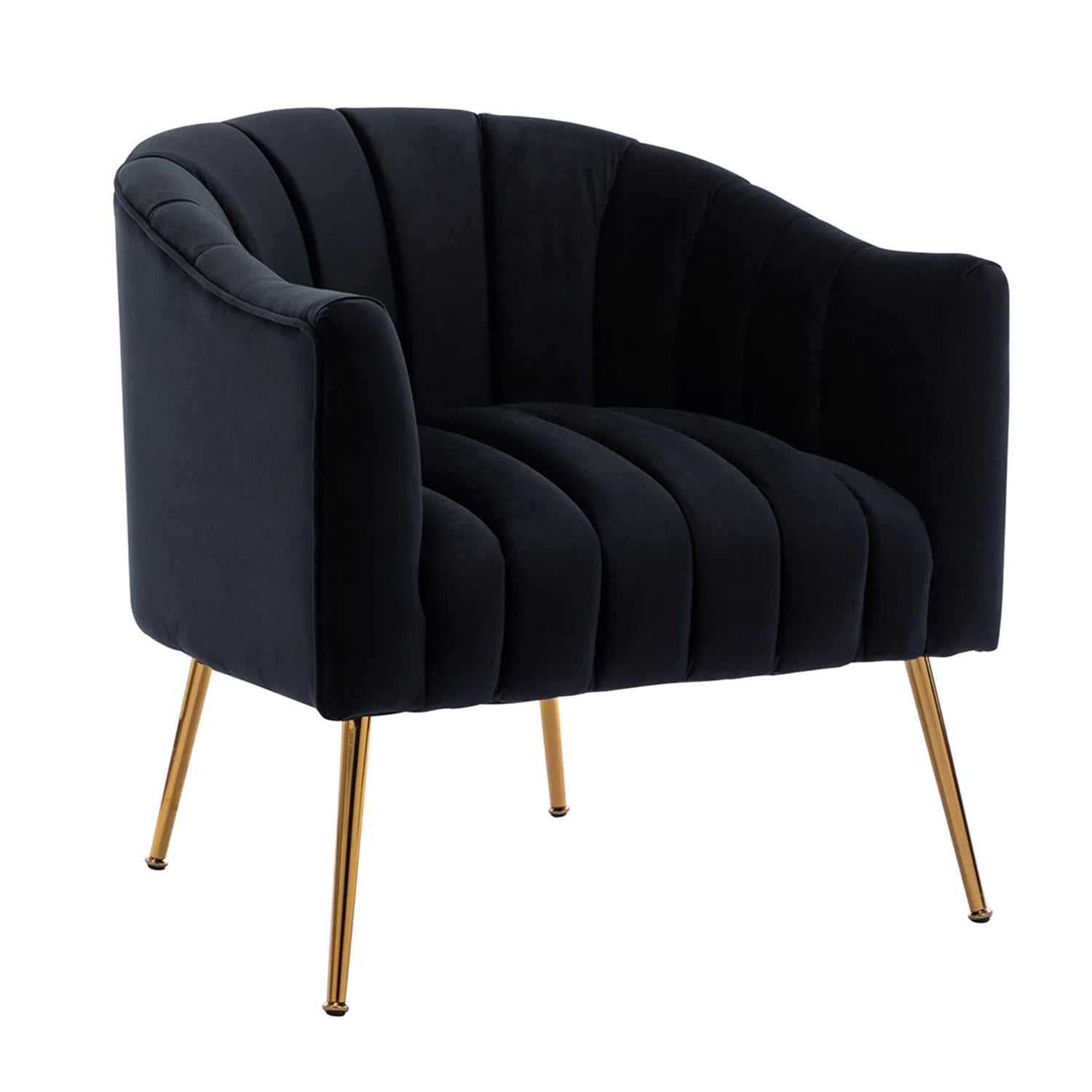 Velvet Stitch Lounge Chair Black