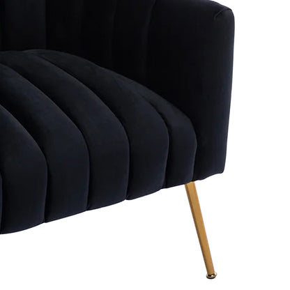 Velvet Stitch Lounge Chair Black