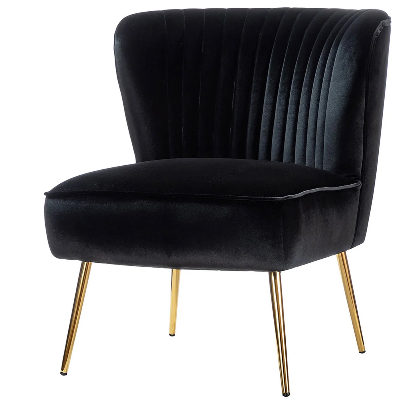 Velvet Barrel Lounge Chair Black
