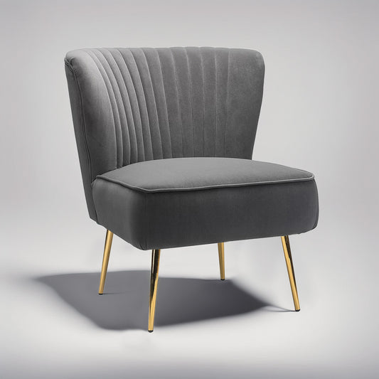 Velvet Barrel Lounge Chair Grey