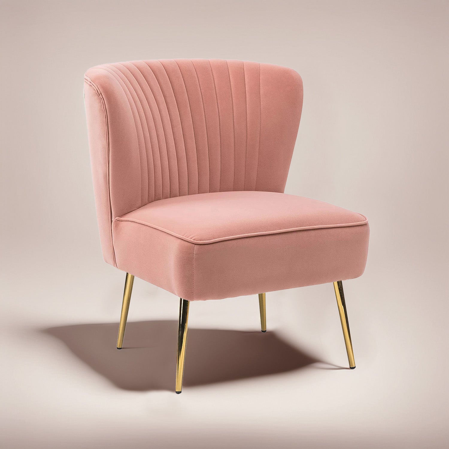 Velvet Barrel Lounge Chair Blush Pink