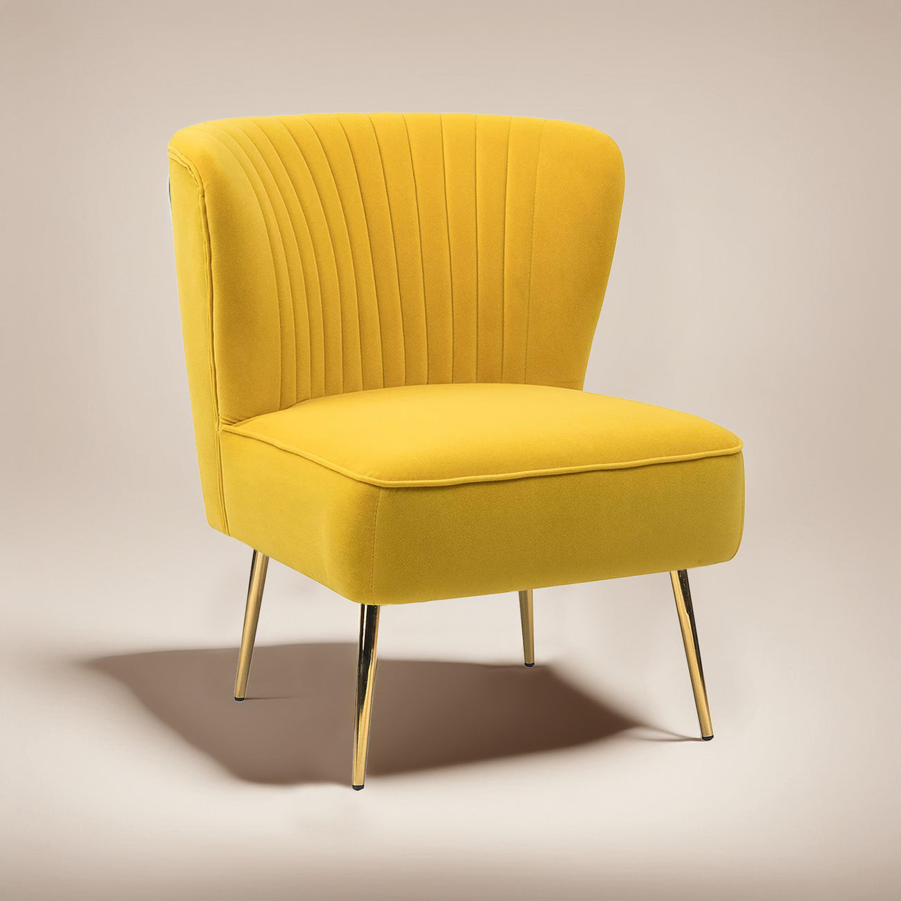 Velvet Barrel Lounge Chair Yellow