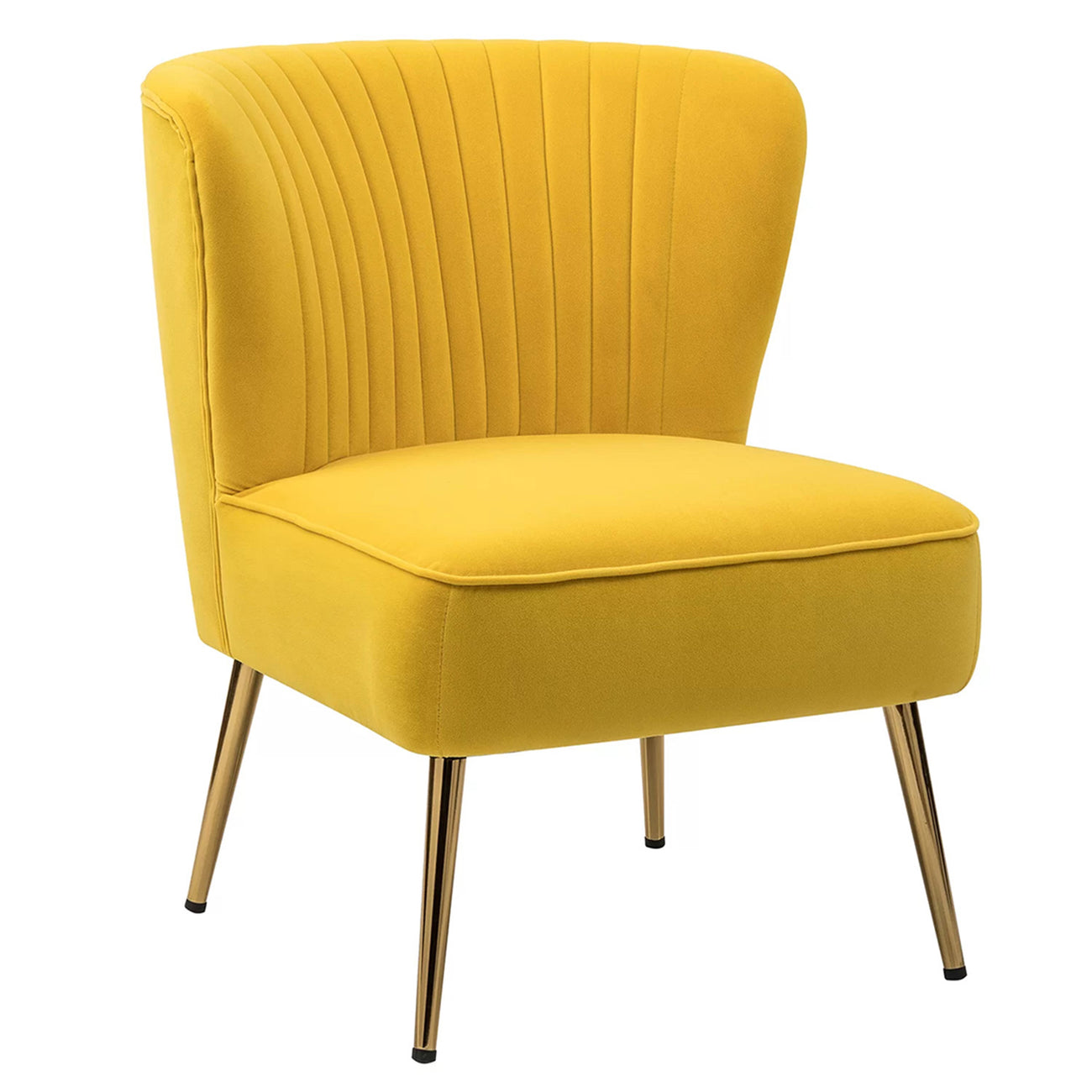 Velvet Barrel Lounge Chair Yellow