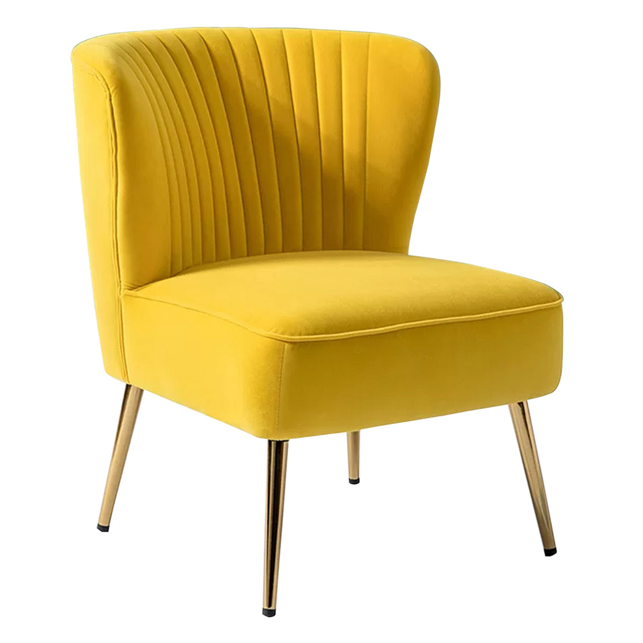 Velvet Barrel Lounge Chair Yellow