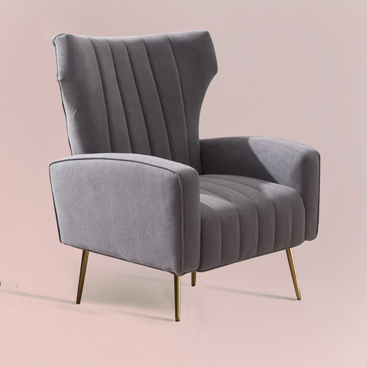 Luxurious Velvet Accent Chair Grey Color
