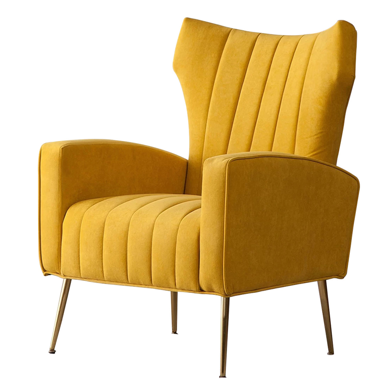 Luxurious Velvet Accent Chair Yellow Color