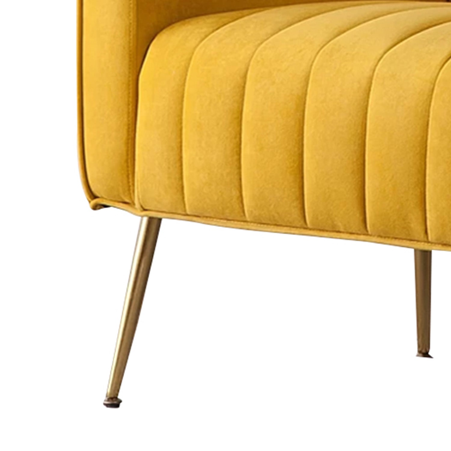 Luxurious Velvet Accent Chair Yellow Color