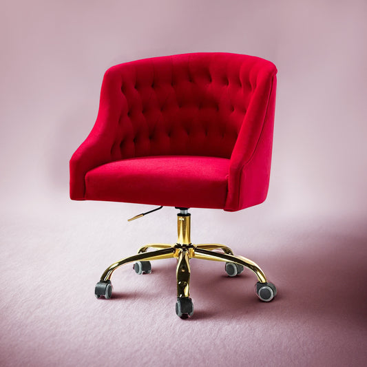 Sophisticated Velvet Office Chair Red