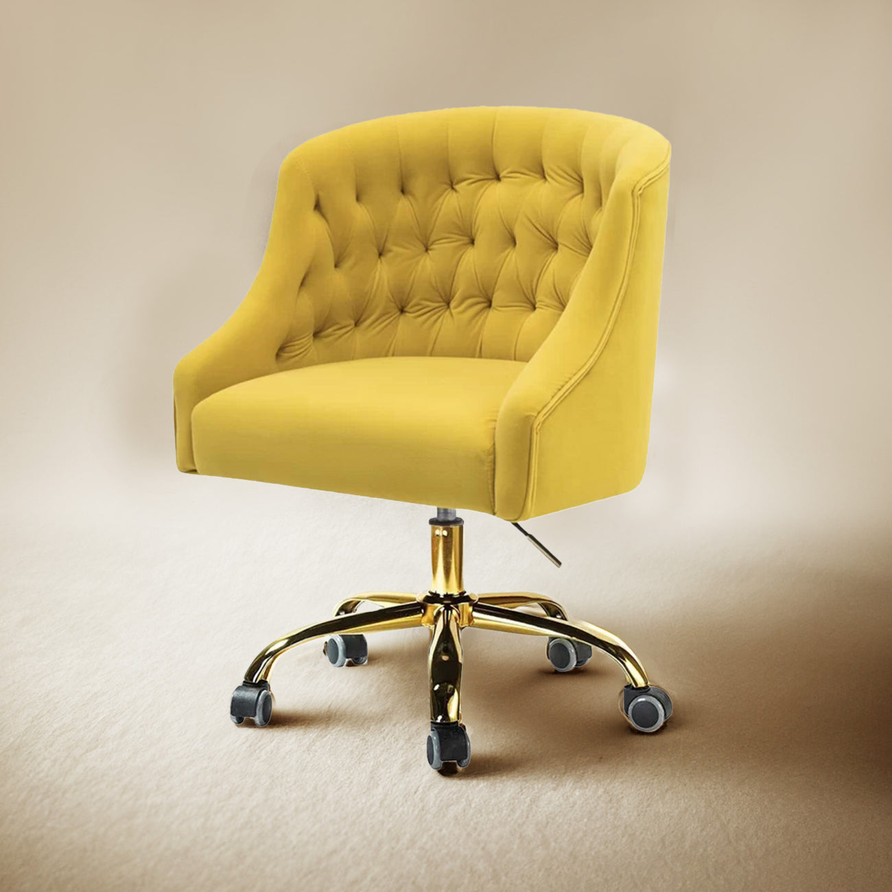 Sophisticated Velvet Office Chair Yellow