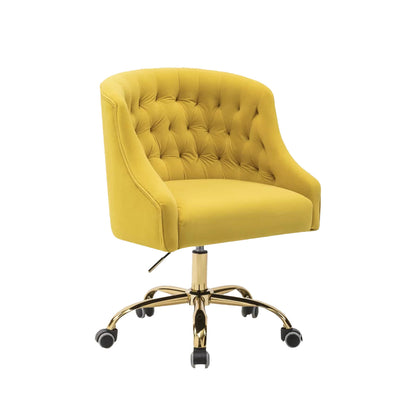 Sophisticated Velvet Office Chair Yellow