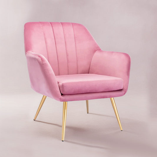 Sumptuous Barrel Velvet Lounge Chair Pink