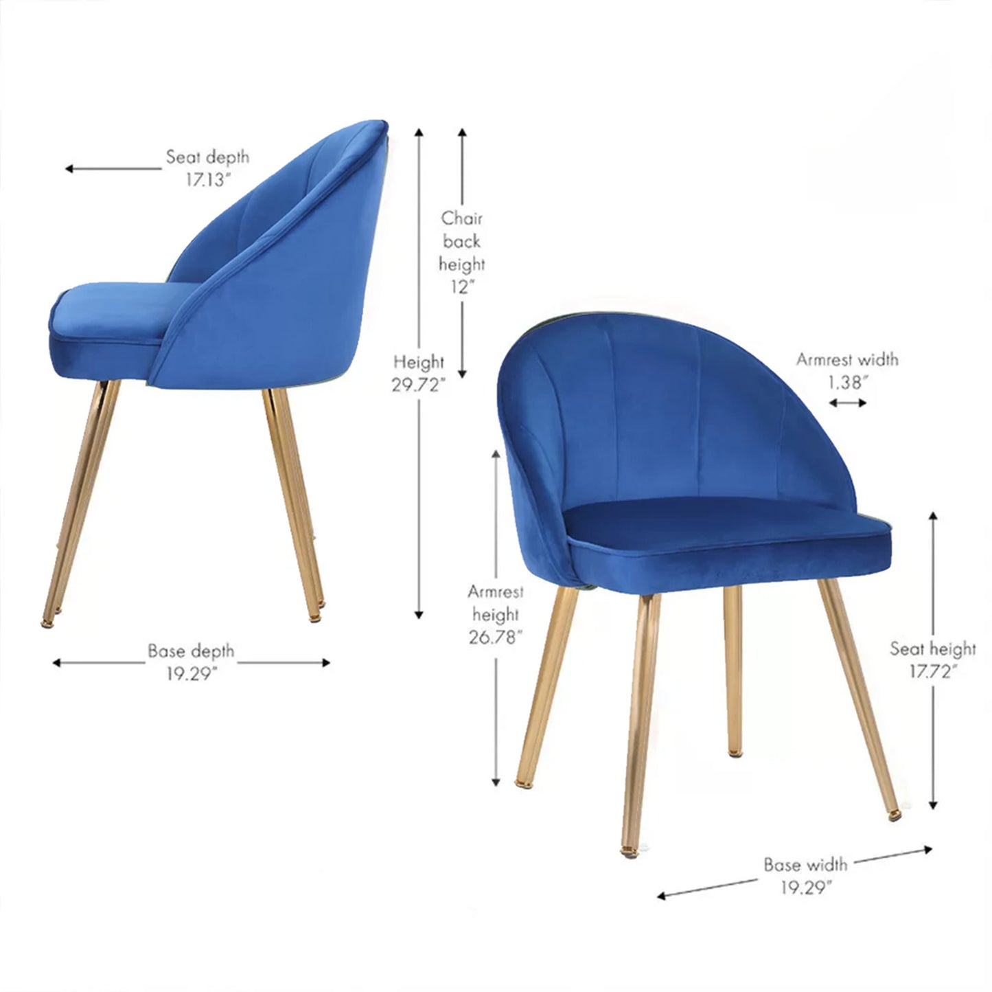 Sleek Velvet Dining Chair Blue