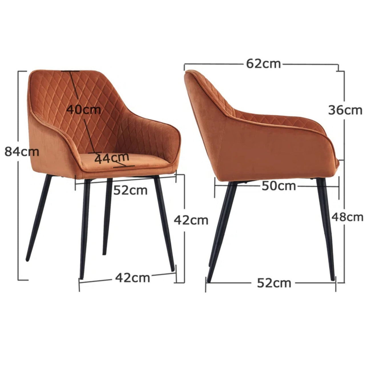 Opulent Velvet Dining Chair Orange