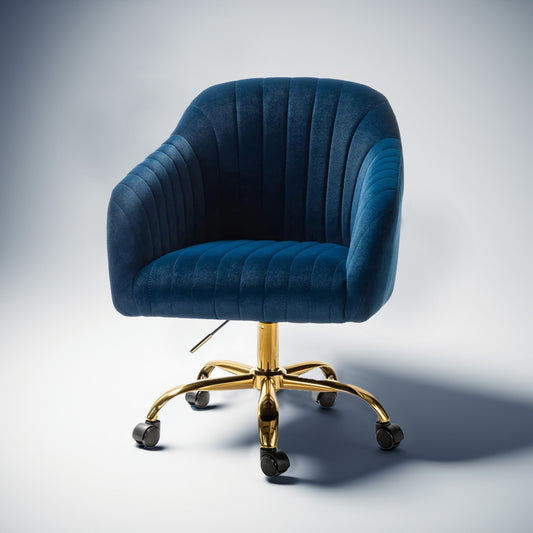 Luxurious Velvet Office Designer Chair Blue