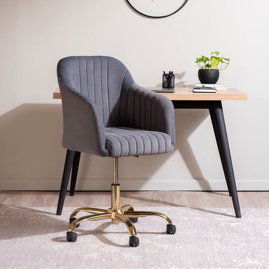 Luxurious Velvet Office Designer Chair Light Grey