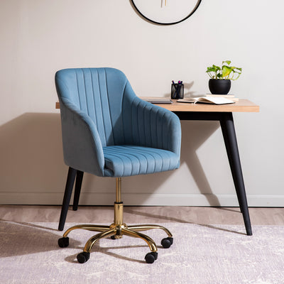 Luxurious Velvet Office Designer Chair Light Blue