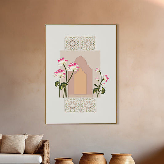 Tranquil Door and Floral Canvas Art Printed Wall Painting