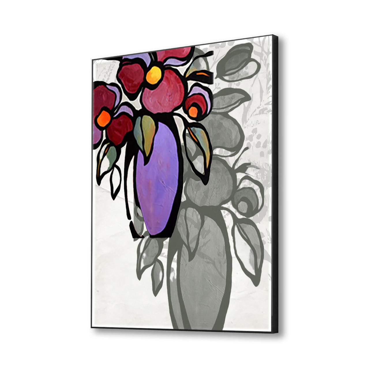 Vibrant Flower Vase Canvas Art Abstract Painting