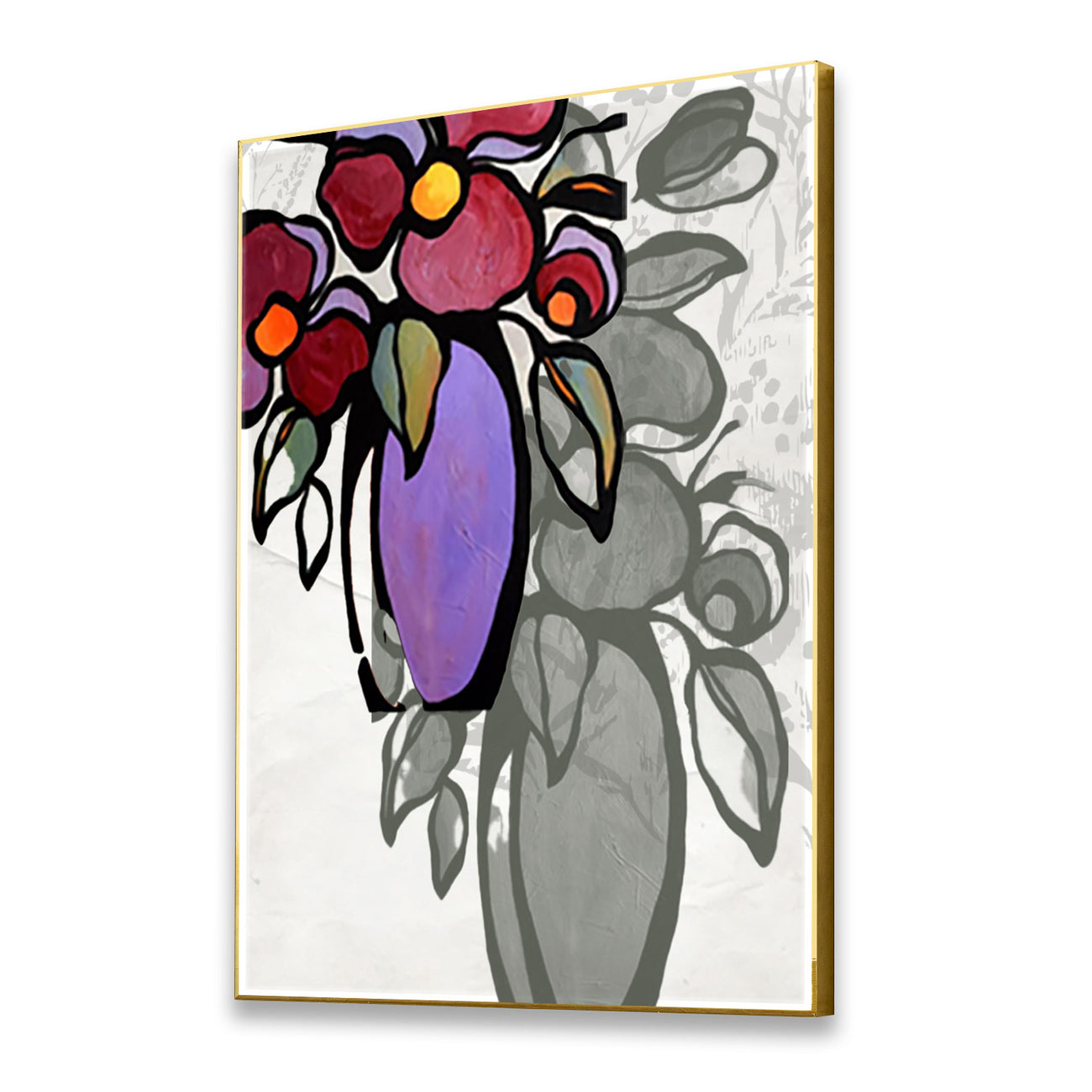 Vibrant Flower Vase Canvas Art Abstract Painting