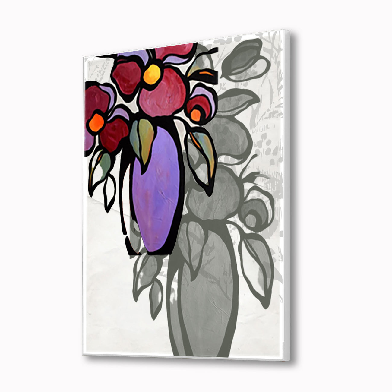 Vibrant Flower Vase Canvas Art Abstract Painting