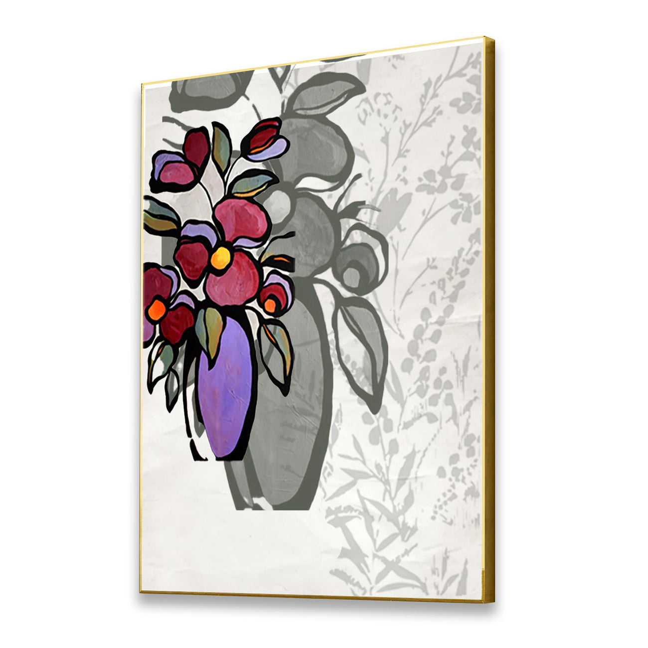 Elegant Flower Vase Canvas Art Abstract Painting