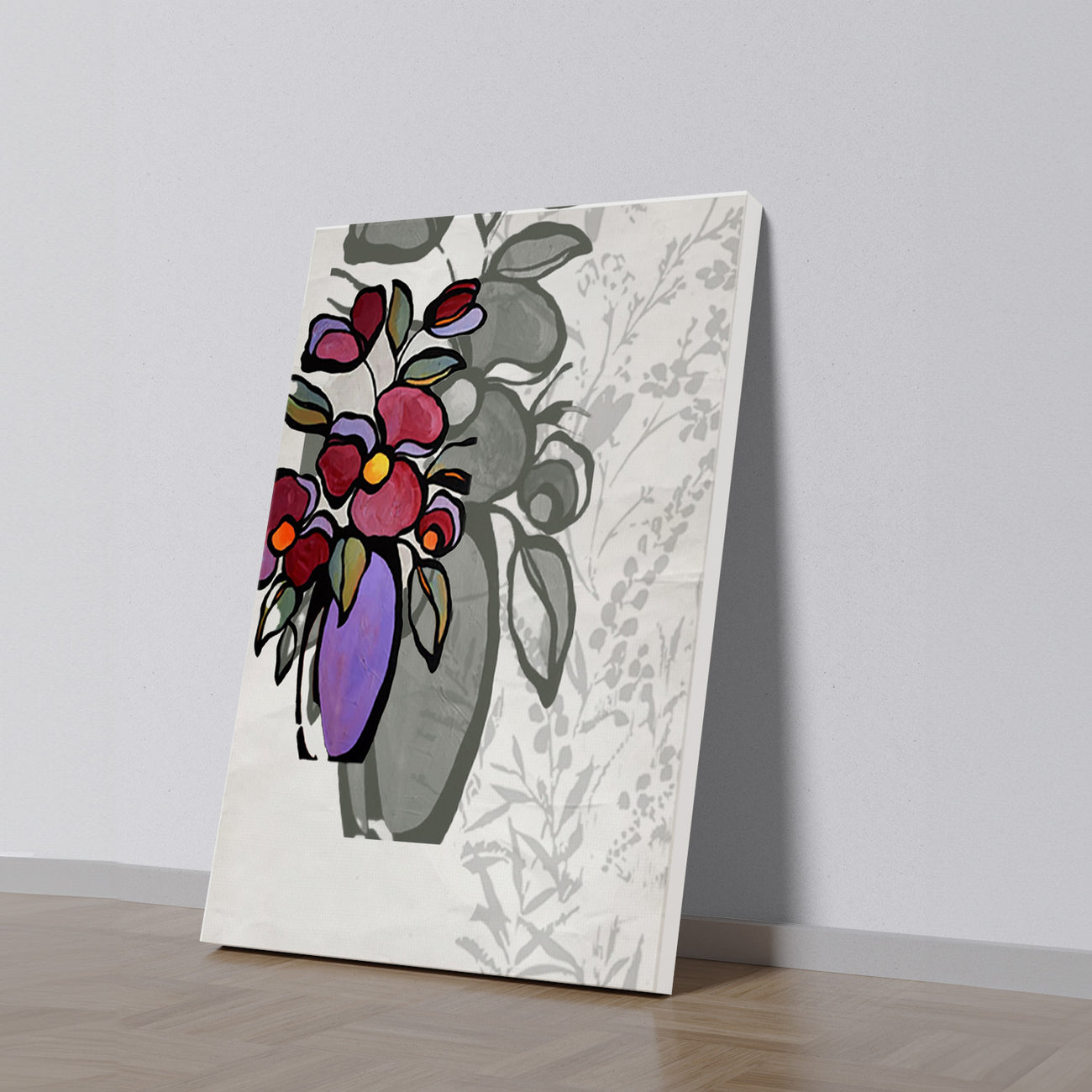 Elegant Flower Vase Canvas Art Abstract Painting