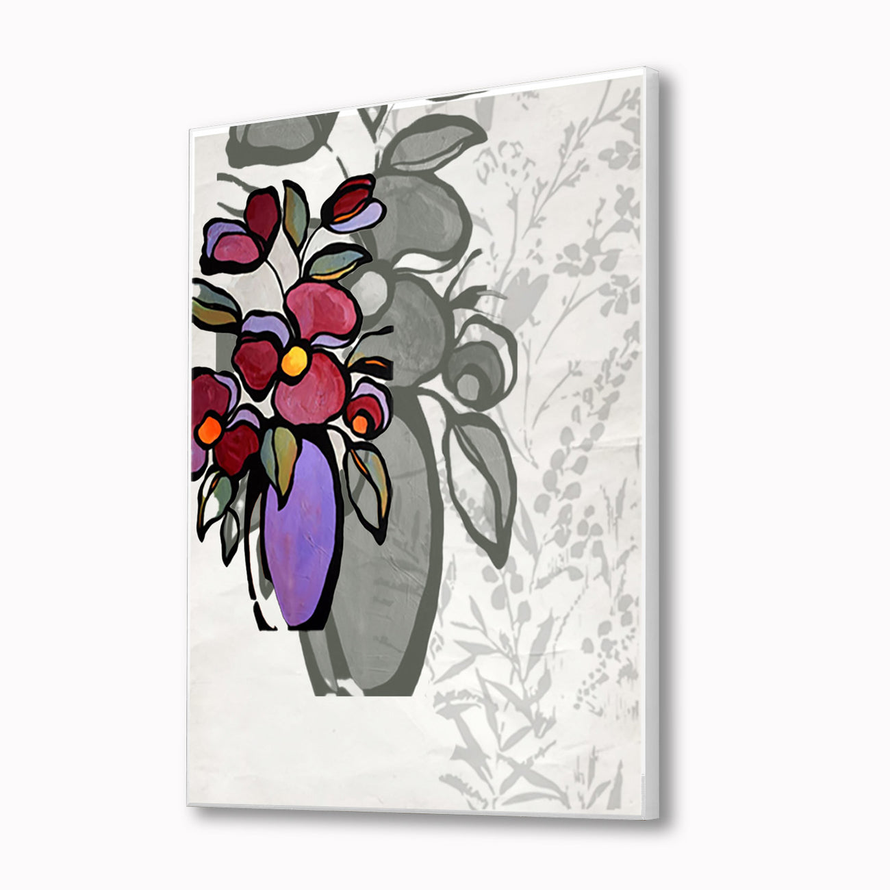 Elegant Flower Vase Canvas Art Abstract Painting