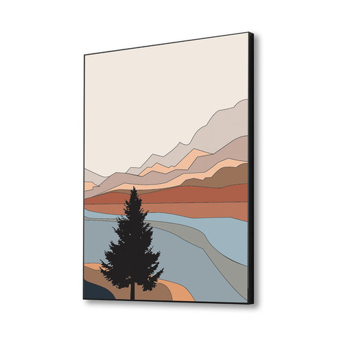 Serene Tree Mountains Canvas Art Print Wall Painting