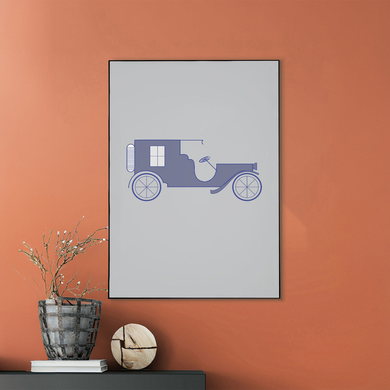 Purple Vintage Car Abstract Canvas Art Printed Wall Painting