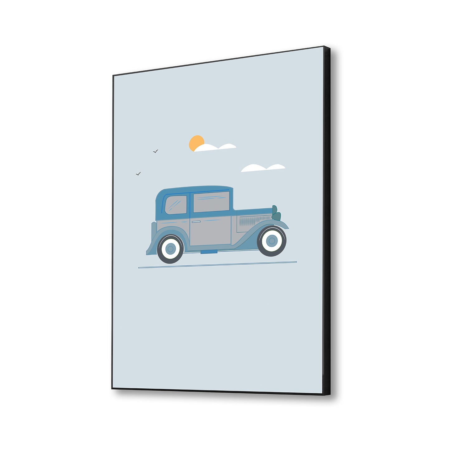 Blue Vintage Car Abstract Canvas Art Printed Wall Painting