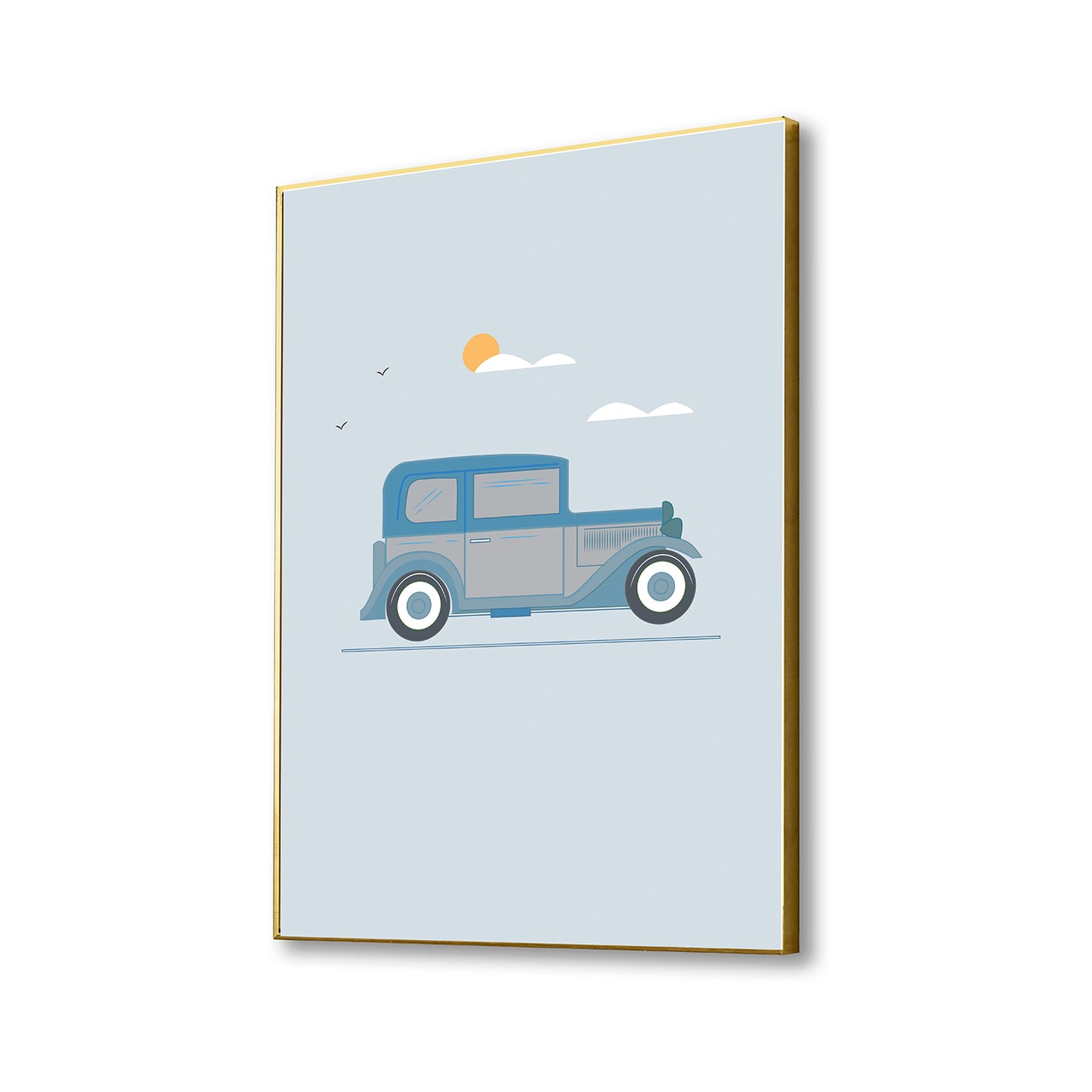 Blue Vintage Car Abstract Canvas Art Printed Wall Painting