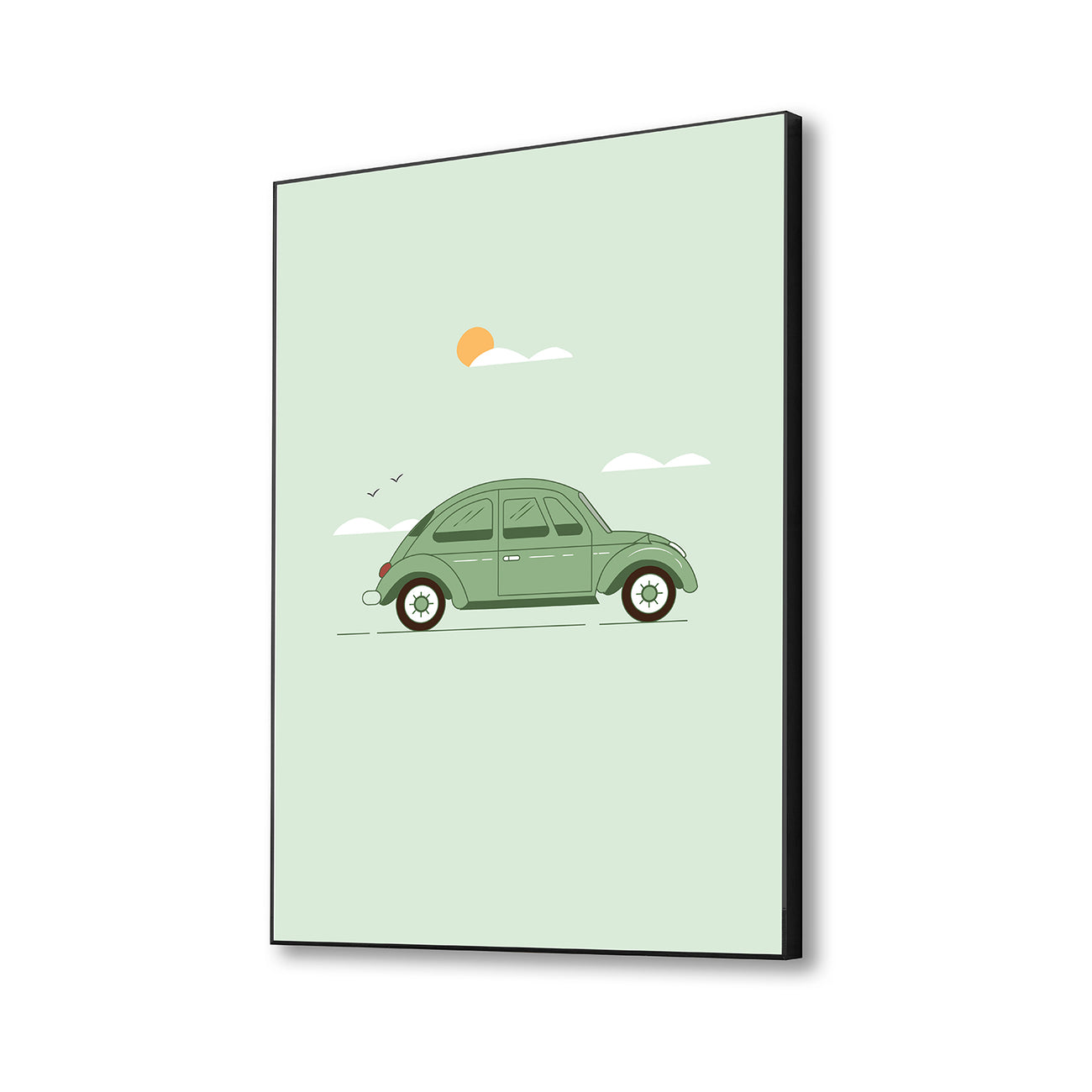 Green Vintage Car Abstract Canvas Art Printed Wall Painting