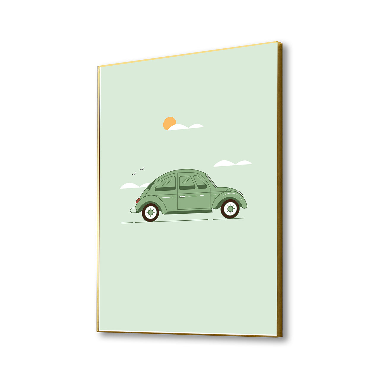 Green Vintage Car Abstract Canvas Art Printed Wall Painting