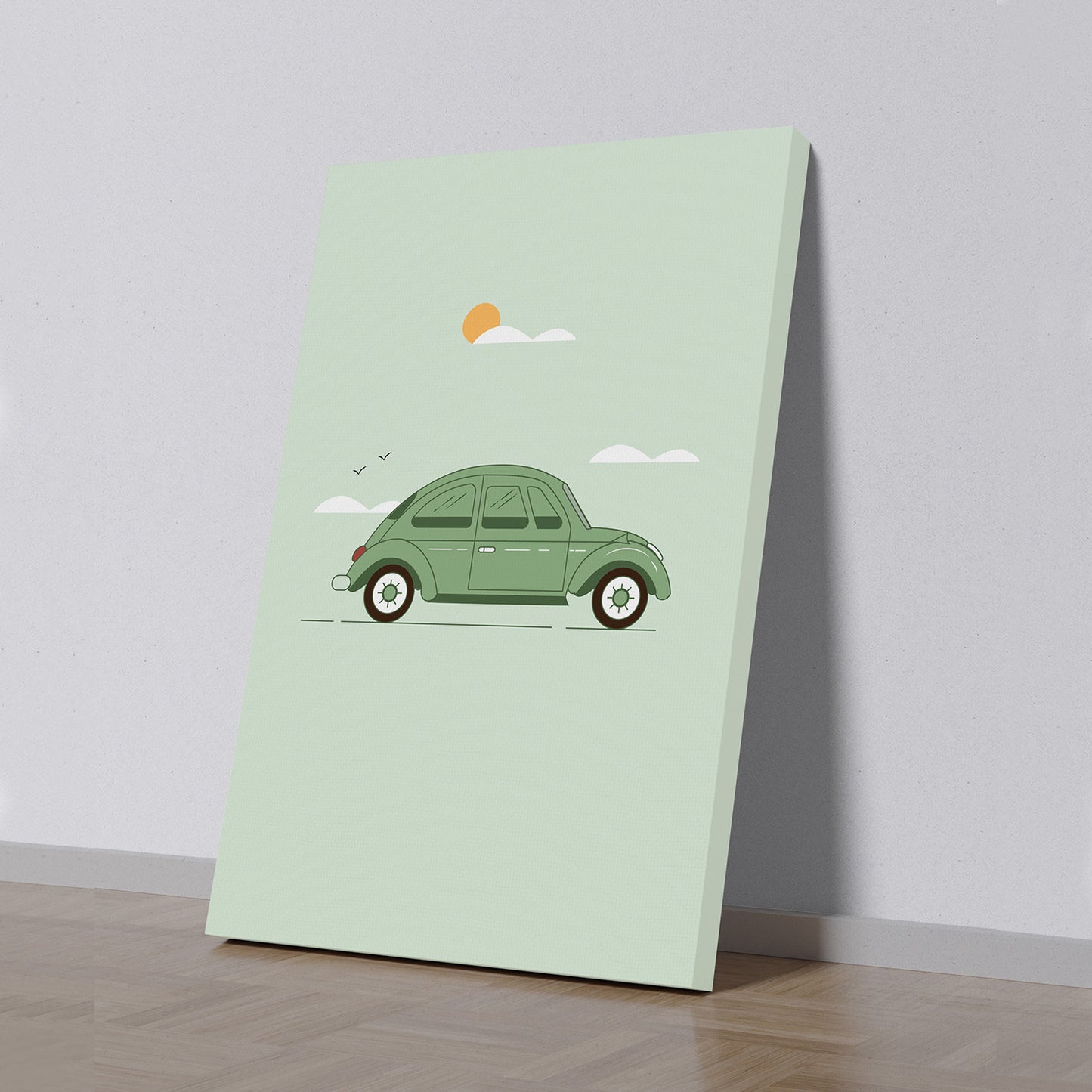 Green Vintage Car Abstract Canvas Art Printed Wall Painting