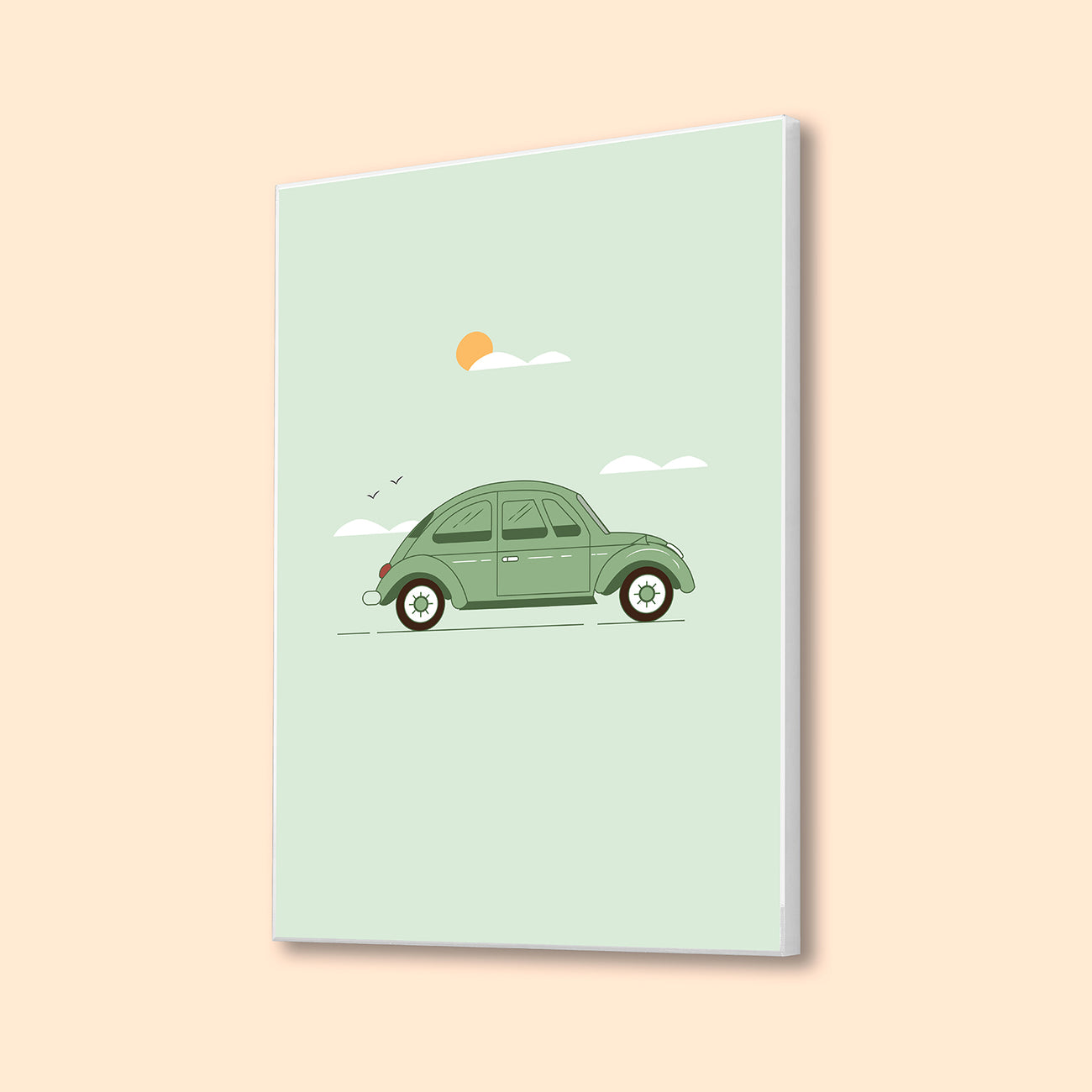 Green Vintage Car Abstract Canvas Art Printed Wall Painting