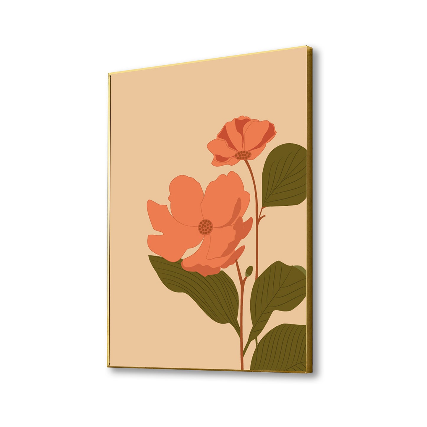 Vibrant Pink and Orange Floral Print Canvas Art Wall Painting