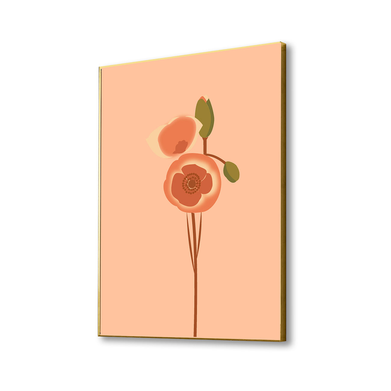 Bright Pink and Orange Floral Print Canvas Art Wall Painting