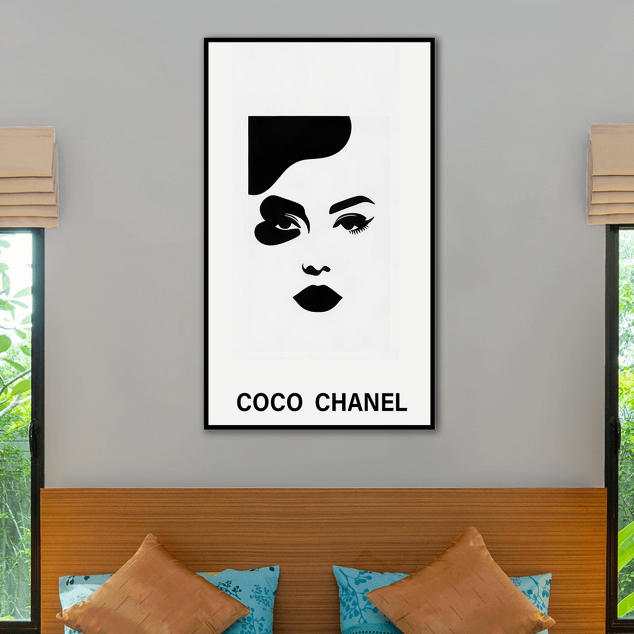 Chanel Logo Pattern: Monochrome Elegance Fashion Canvas Wall Painting