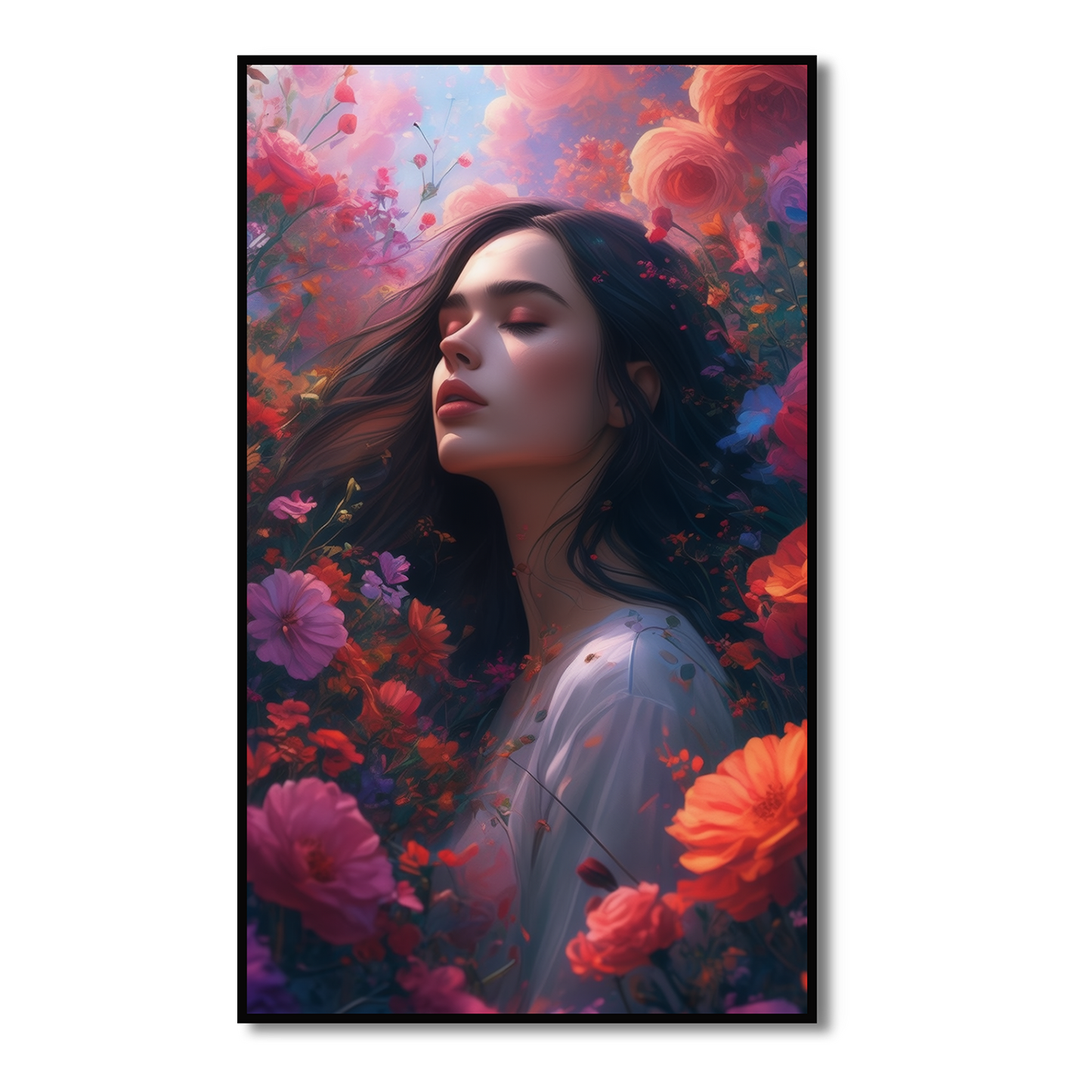 Serenity in Vibrant Flower Field Canvas Wall Painting