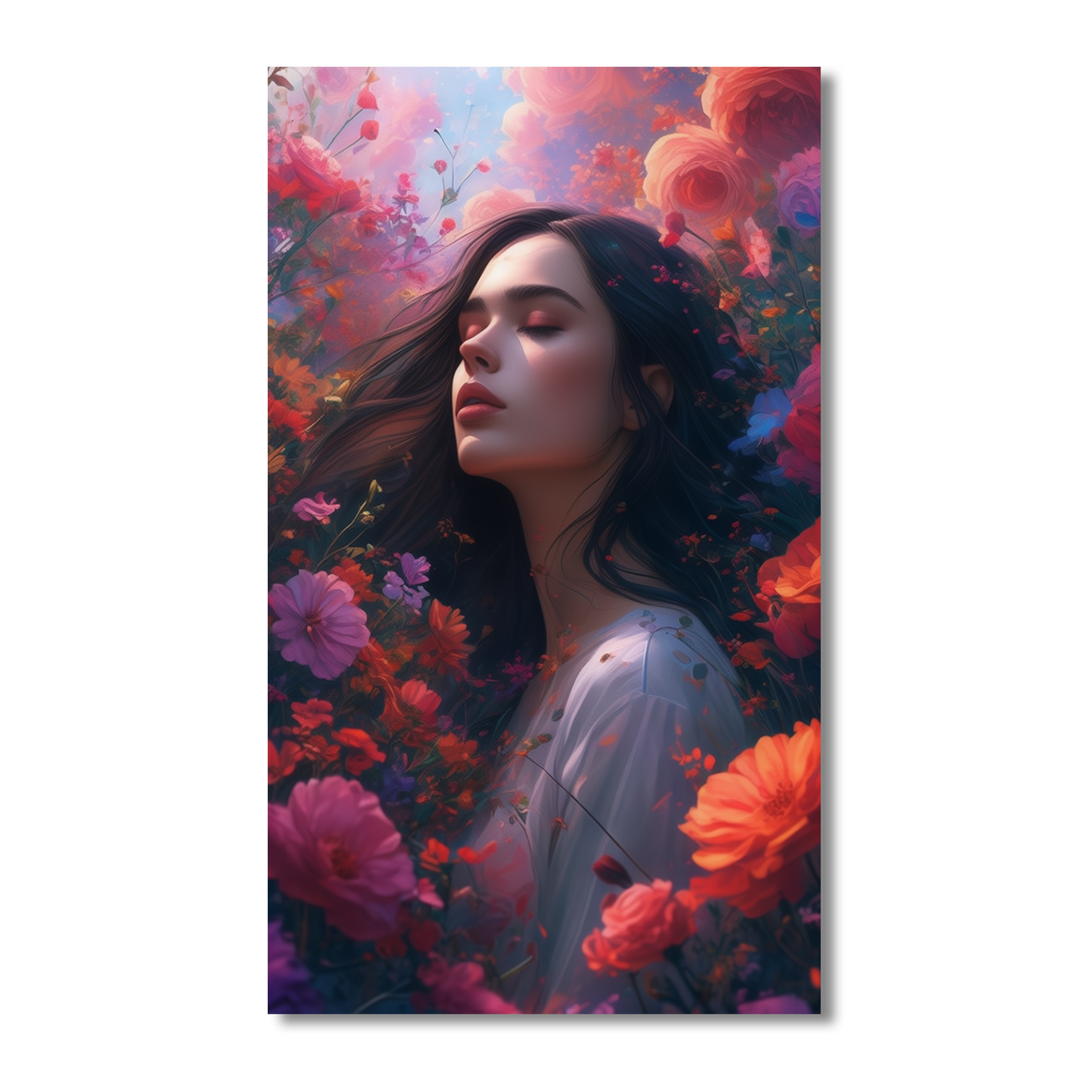 Serenity in Vibrant Flower Field Canvas Wall Painting