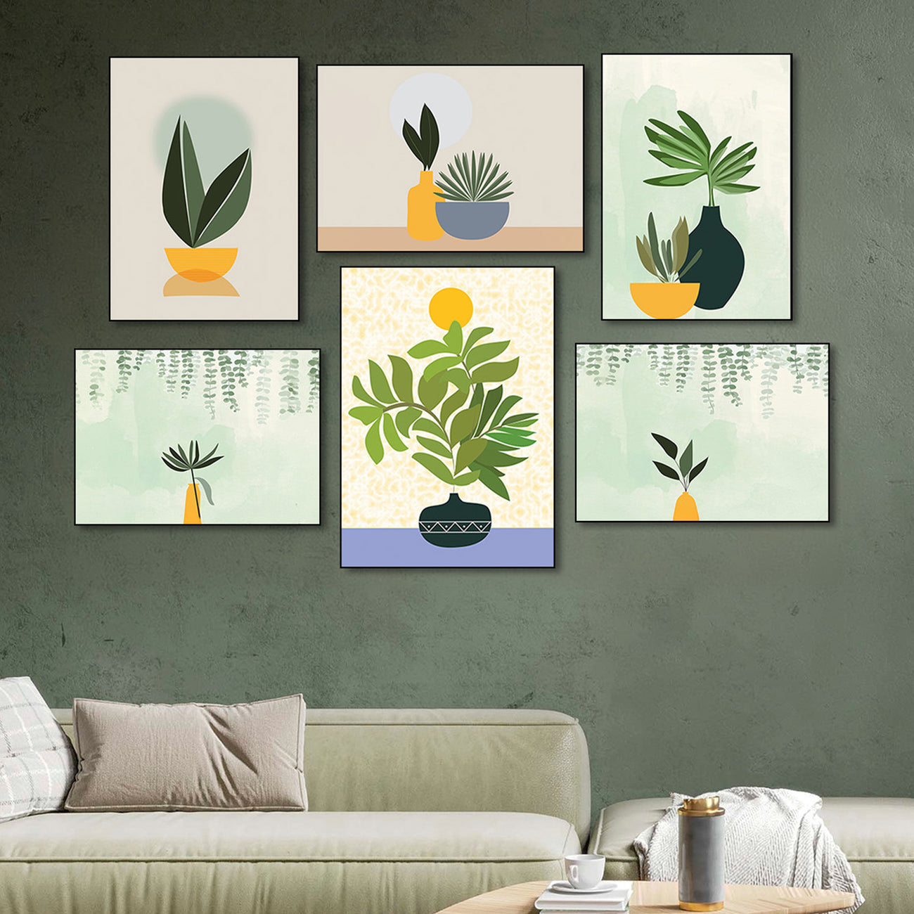 Graceful Plant and Elegant Vase Canvas Wall Painting