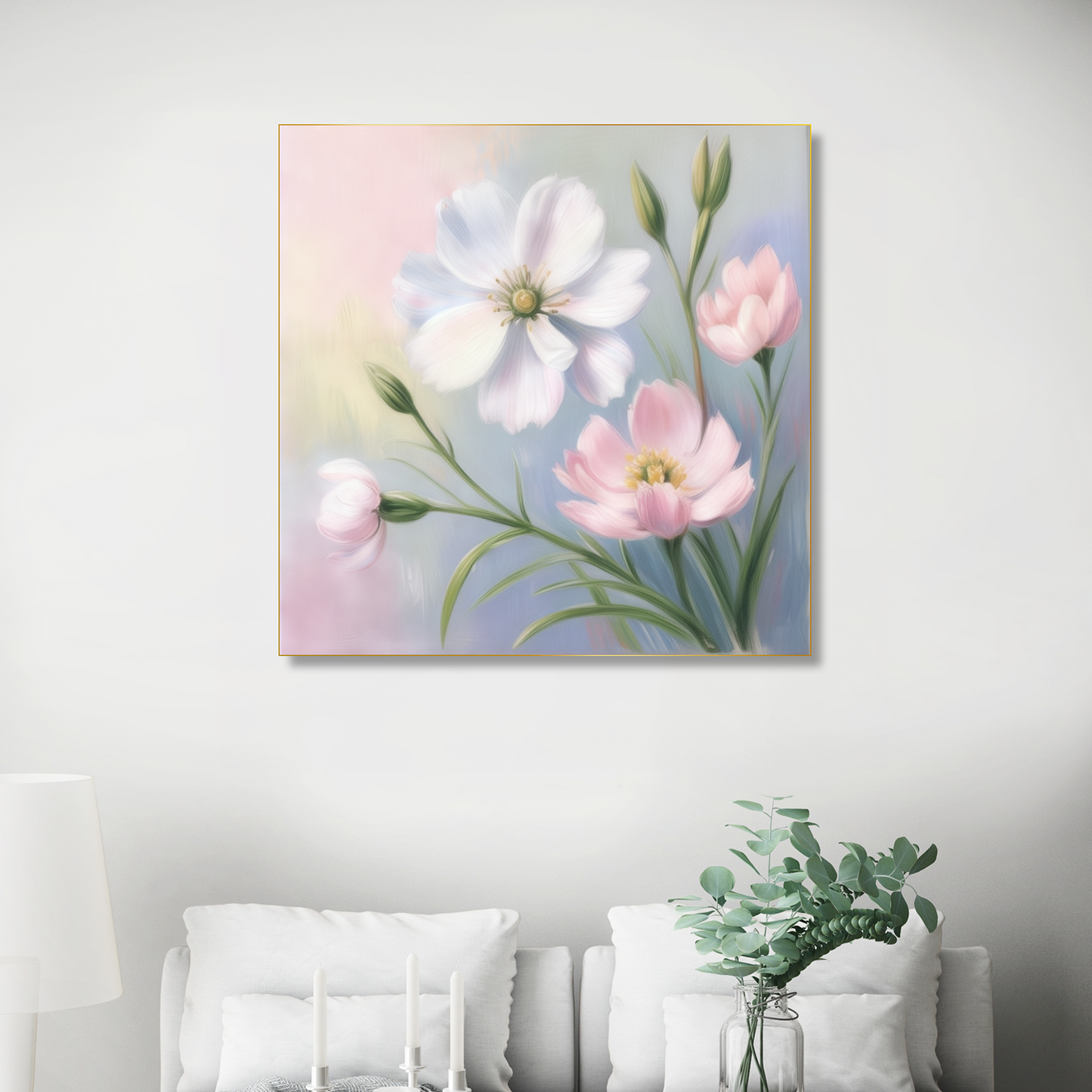 Delicate Pink and White Blooms Canvas Printed Wall Painting