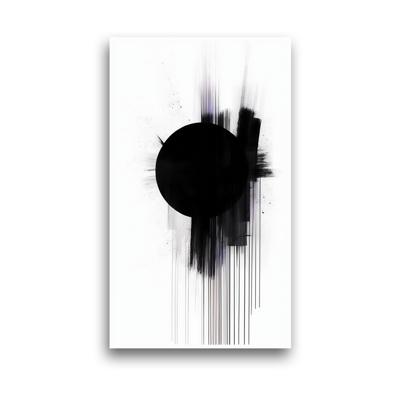 Modern Black Circle on Abstract Canvas Wall Painting