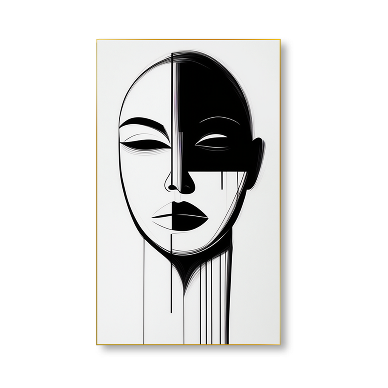 Monochrome Elegance: Woman's Captivating Portrait Set of 4 Canvas Wall Painting