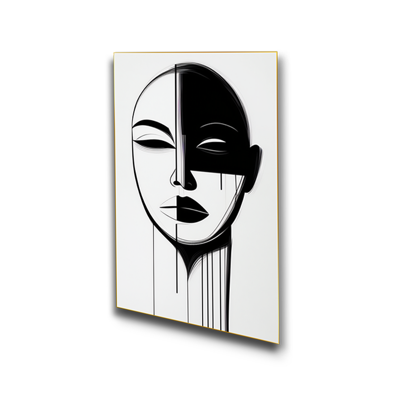 Monochrome Elegance: Woman's Captivating Portrait Set of 4 Canvas Wall Painting