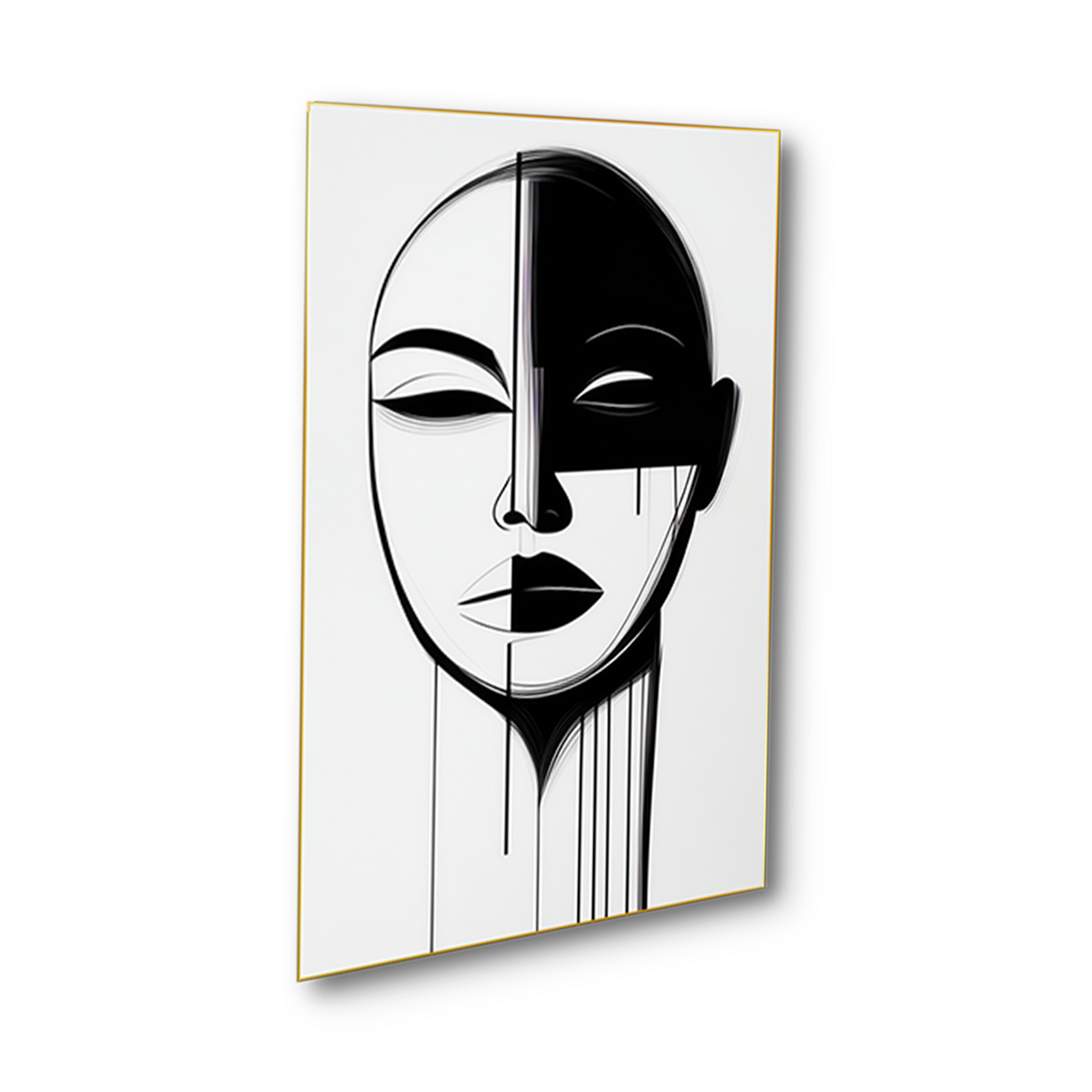 Monochrome Elegance: Woman's Captivating Portrait Set of 4 Canvas Wall Painting